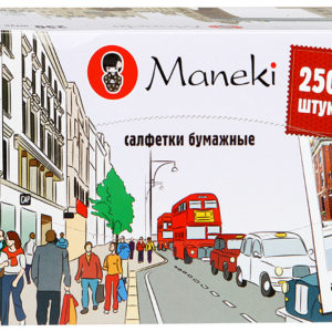 Салфетки бумажные "Maneki" Dream с ароматом Европы, 2 слоя, белые, 250 штуки