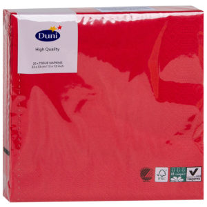 Салфетки бумажные Duni , 3 слоя Красные 33х33 см, 20 шт