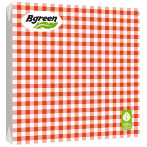 Салфетки бумажные Bulgaree Green " Клетка красная" 3слоя 33*33см 20шт