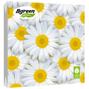 Салфетки бумажные Bulgaree Green "Ромашки" 3слоя 33*33см 20шт