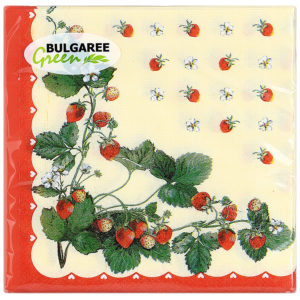 Салфетки бумажные Bulgaree Green "Земляника" 3слоя 33*33см 20шт