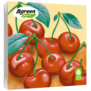 Салфетки бумажные Bulgaree Green "Вишня" 3слоя 33*33см 20шт