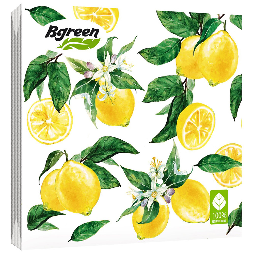 Салфетки бумажные Bulgaree Green "Lemon new" 3слоя 33*33см 20шт