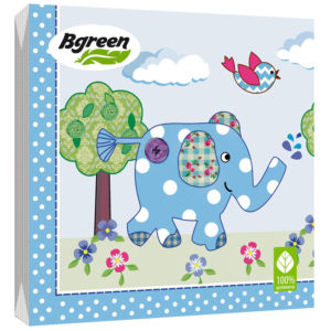 Салфетки бумажные Bulgaree Green "Лоскутный слоник" 3слоя 33*33см 20шт