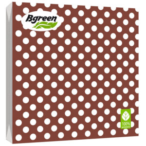 Салфетки бумажные Bulgaree Green " Горох на кофейном" 3слоя 33*33см 20шт