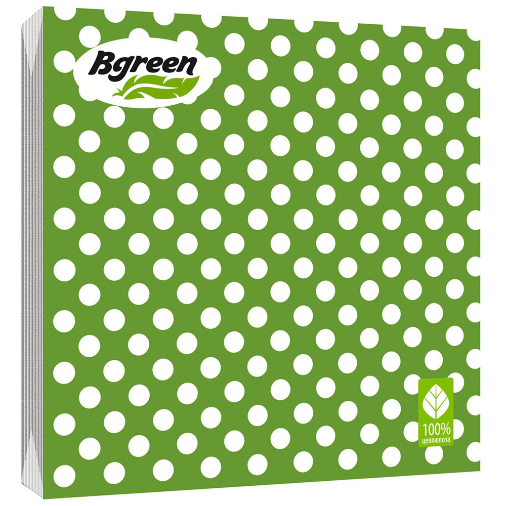 Салфетки бумажные Bulgaree Green "Горох на зеленом " 3слоя 33*33см 20шт