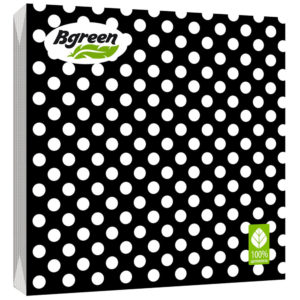 Салфетки бумажные Bulgaree Green "Горох на черном" 3слоя 33*33см 20шт