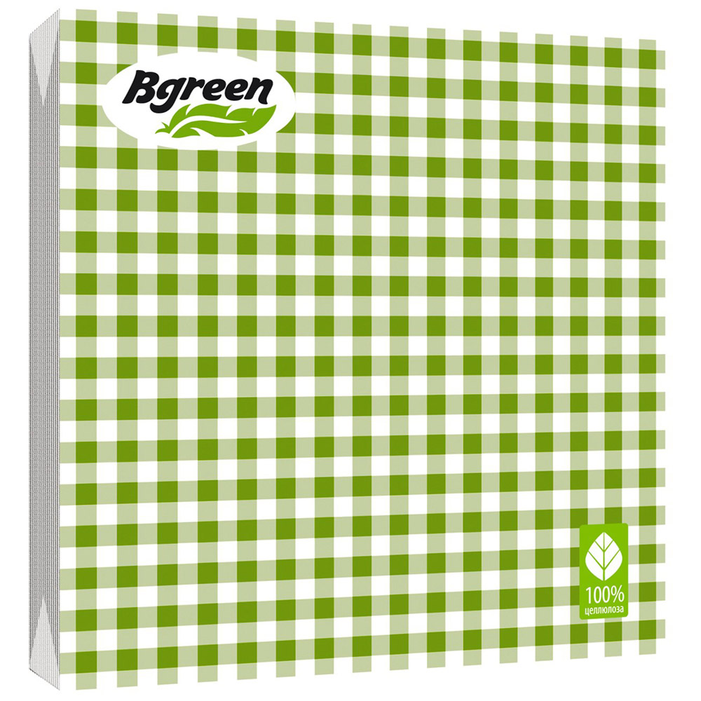 Салфетки бумажные Bulgaree Green "Клетка зеленая" 3слоя 33*33см 20шт