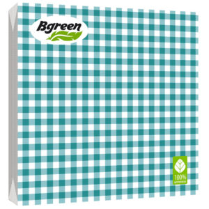 Салфетки бумажные Bulgaree Green "Клетка бирюзовая" 3слоя 33*33см 20шт