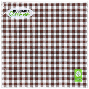 Салфетки бумажные Bulgaree Green "Клетка кофейная" 3слоя 33*33см 20шт