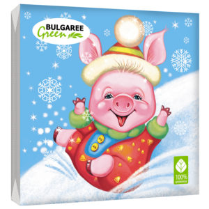 Салфетки бумажные Bulgaree Green новогодние "Зимняя забава" 3слоя, 33*33см*20шт
