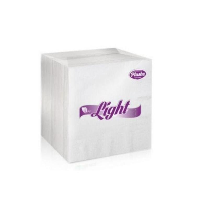 Салфетки бумажные Plushe Light 22.5x22.5 см белые 1-слойные 90 штук в упаковке