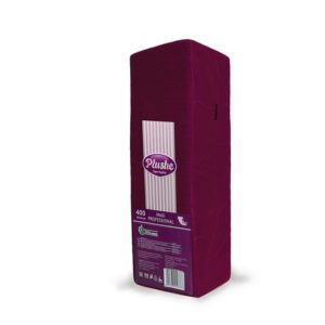 Салфетки бумажные Plushe Maxi Professional 24x24 см бордовые 1-слойные 400 штук в упаковке