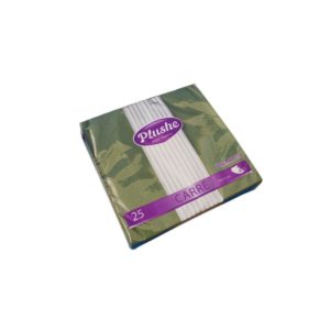 Салфетки бумажные Plushe Premium Carre 33x33 см зеленые 2-слойные 25 штук в упаковке