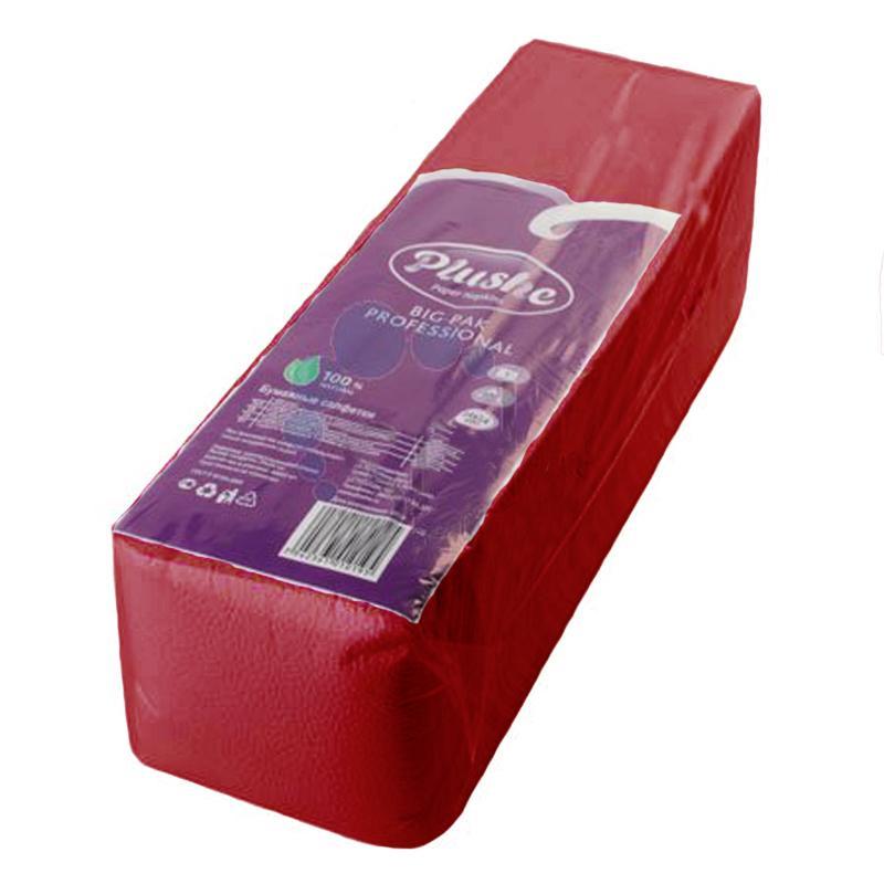 Салфетки бумажные Plushe Maxi Professional 24x24 см красные 1-слойные 400 штук в упаковке