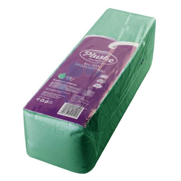 Салфетки бумажные Plushe Maxi Professional 1-слойные 24x24 см зеленые (400 штук в упаковке)