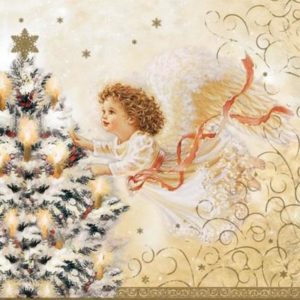 Салфетки бумажные Vitto Рождественский ангел (3-слойные, 25x25 см, с рисунком, 20 штук в упаковке)