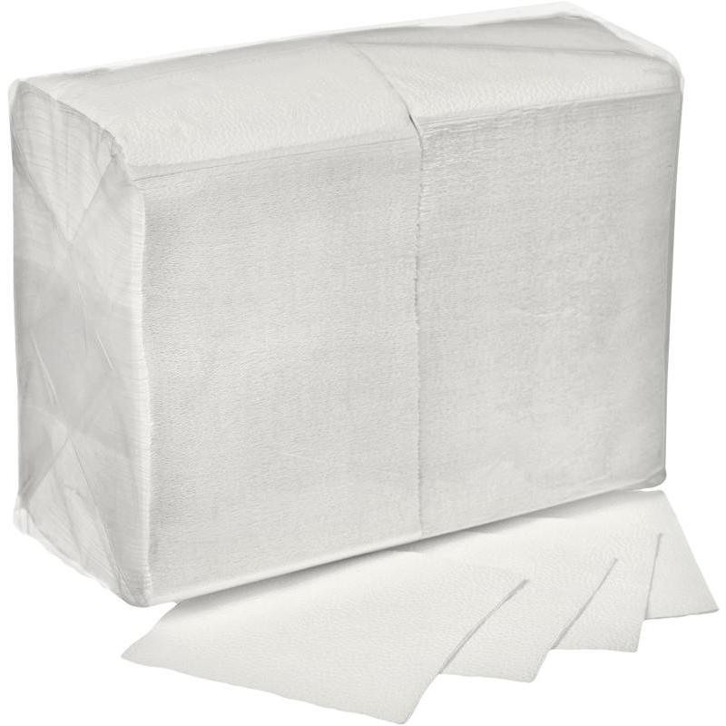 Салфетки бумажные Lista 24x24 см белые 1-слойные 400 штук в упаковке