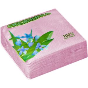 Салфетки бумажные Снежинка 24x24 см розовые 1-слойные 50 штук в упаковке