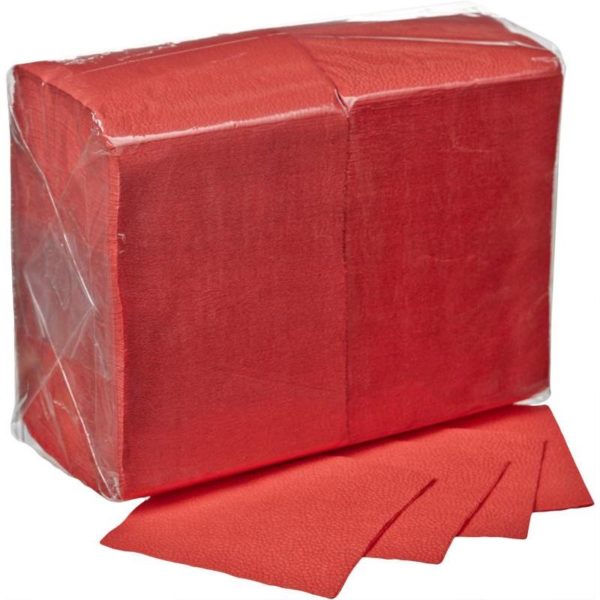Салфетки бумажные Lista 24x24 см красные 1-слойные 400 штук в упаковке