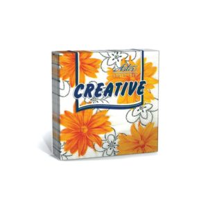 Салфетки бумажные Aster Creative Ажурные (3-слойные, 25x25 см, белые с рисунком, 20 штук в упаковке)