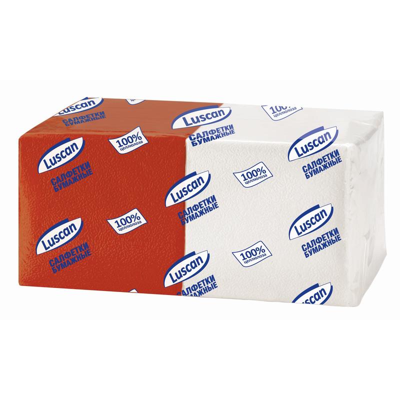 Салфетки бумажные Luscan Profi Pack 24x24 см белые/красные 1-слойные 250 штук в упаковке