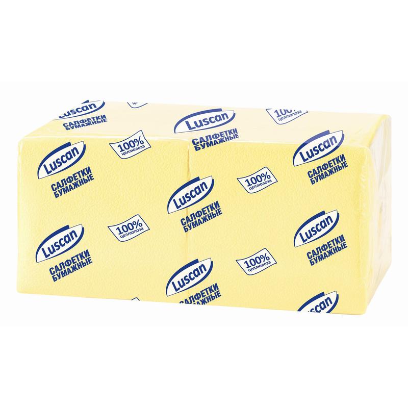 Салфетки бумажные Luscan Profi Pack 24x24 см желтые 1-слойные 400 штук в упаковке