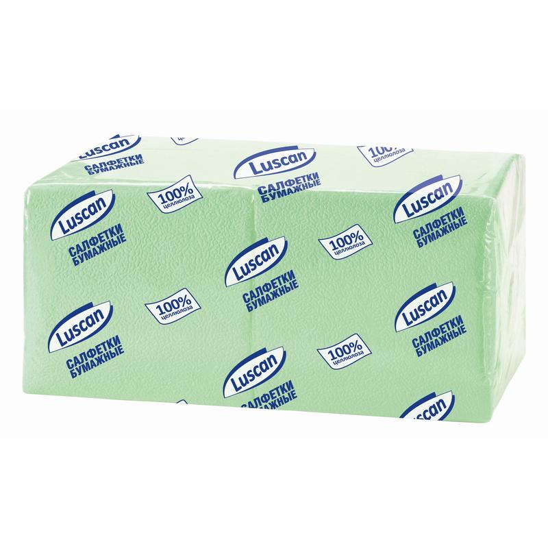 Салфетки бумажные Luscan Profi Pack 24x24 см зеленые 1-слойные 400 штук в упаковке