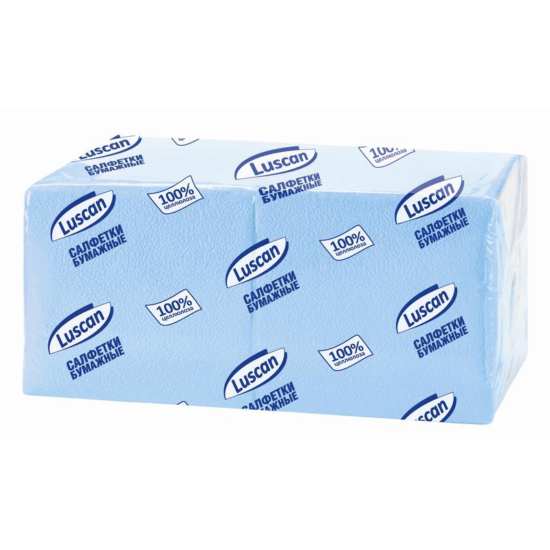 Салфетки бумажные Luscan Profi Pack 24x24 см голубые 1-слойные 400 штук в упаковке