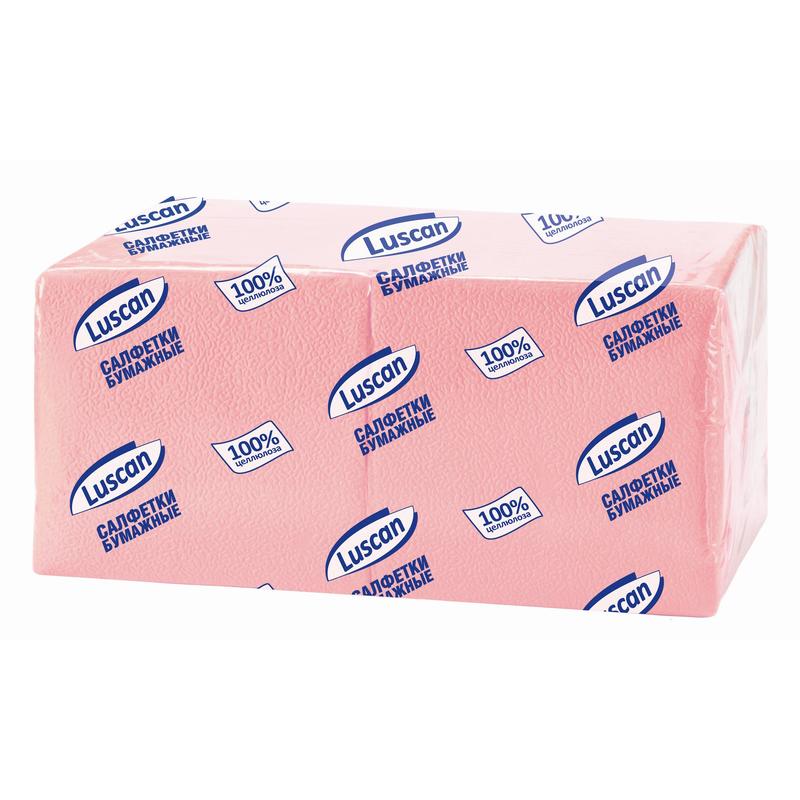 Салфетки бумажные Luscan Profi Pack 24x24 см розовые 1-слойные 400 штук в упаковке