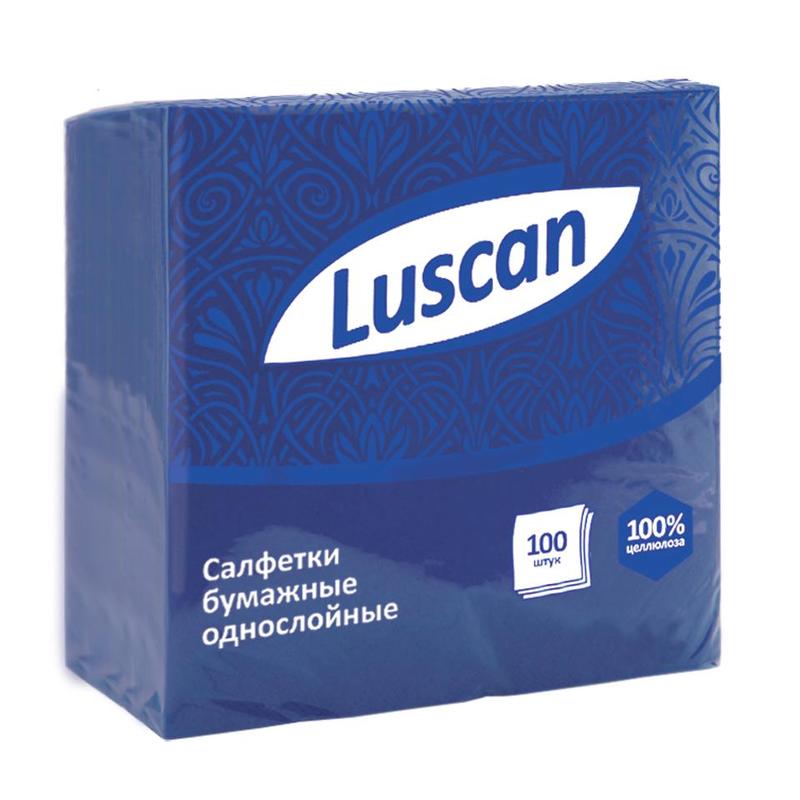 Салфетки бумажные Luscan 24x24 см синие 1-слойные 100 штук в упаковке