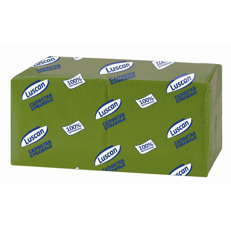 Салфетки бумажные Luscan Profi Pack 24x24 см зеленые 1-слойные 400 штук в упаковке