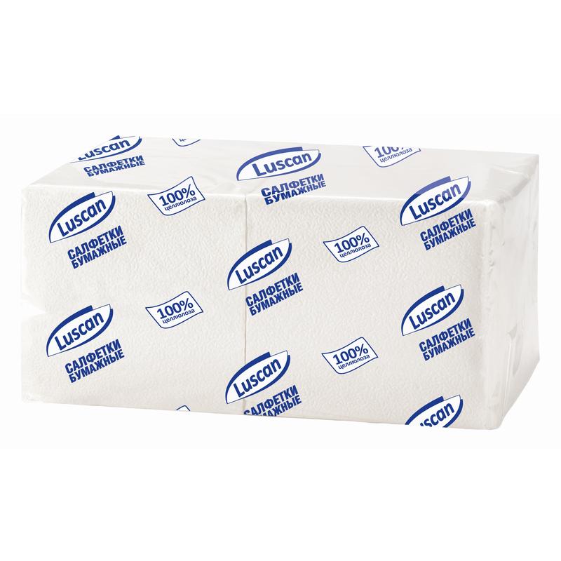 Салфетки бумажные Luscan Profi Pack 24x24 см белые 1-слойные 400 штук в упаковке