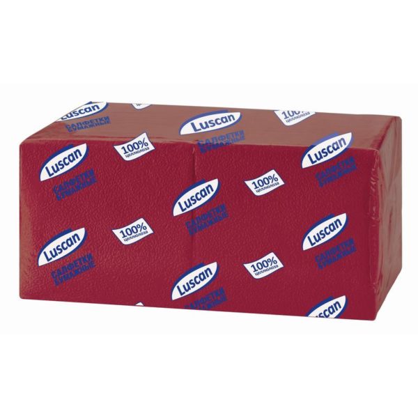 Салфетки бумажные Luscan Profi Pack 24x24 см бордовые 1-слойные 400 штук в упаковке