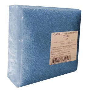 Салфетки бумажные Style 1-слойные 24x24 см голубые (75 штук в упаковке)
