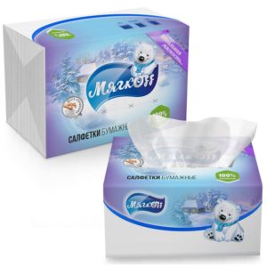Салфетки бумажные Мягкоff 15.5x22 см белые 2-слойные 100 штук в упаковке