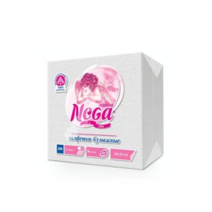 Салфетки бумажные Nega 24x24 см белые 1-слойные 100 штук в упаковке