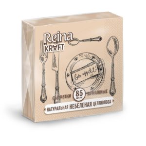 Салфетки бумажные Reina 24x24 см бежевые 1-слойные 85 штук в упаковке